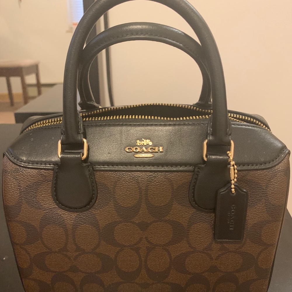 Coach brown signature black duffle bag crossbody